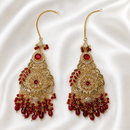 Luxury Red & Gold Bridal Jewellery Set | Necklace, Earrings & Maang Tikka